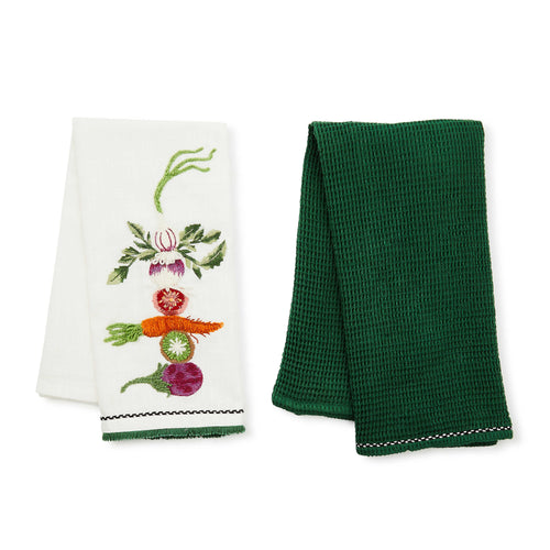 Vegetable Embroidered Dish Towels, Set of 2