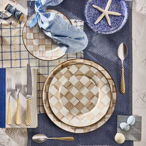 Mocha Check Dinner Plate