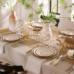 Mocha Check Dinner Plate