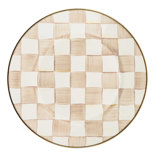 Mocha Check Dinner Plate