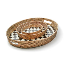 Cargar imagen en el visor de la galería, Courtly Check Enamel &amp; Rattan Party Tray