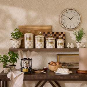 Mocha Check Herb Pots, Set of 3