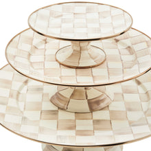 Cargar imagen en el visor de la galería, Mocha Check Large Pedestal Platter