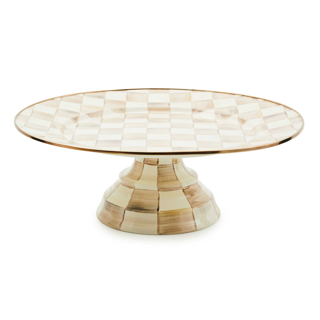 Mocha Check Large Pedestal Platter