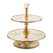 Cargar imagen en el visor de la galería, Mocha Check Two Tier Sweet Stand