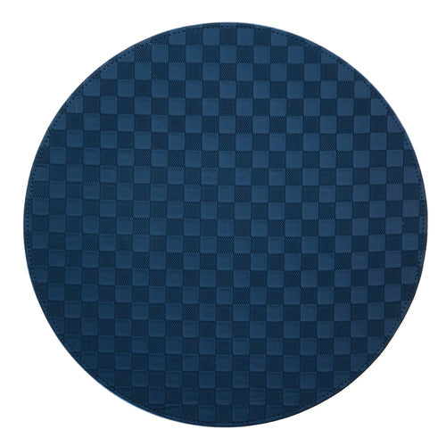 Navy Check Faux Leather Placemat