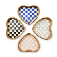 Cargar imagen en el visor de la galería, Courtly Check Enamel &amp; Rattan Heart Tray
