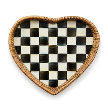 Cargar imagen en el visor de la galería, Courtly Check Enamel &amp; Rattan Heart Tray