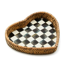 Cargar imagen en el visor de la galería, Courtly Check Enamel &amp; Rattan Heart Tray
