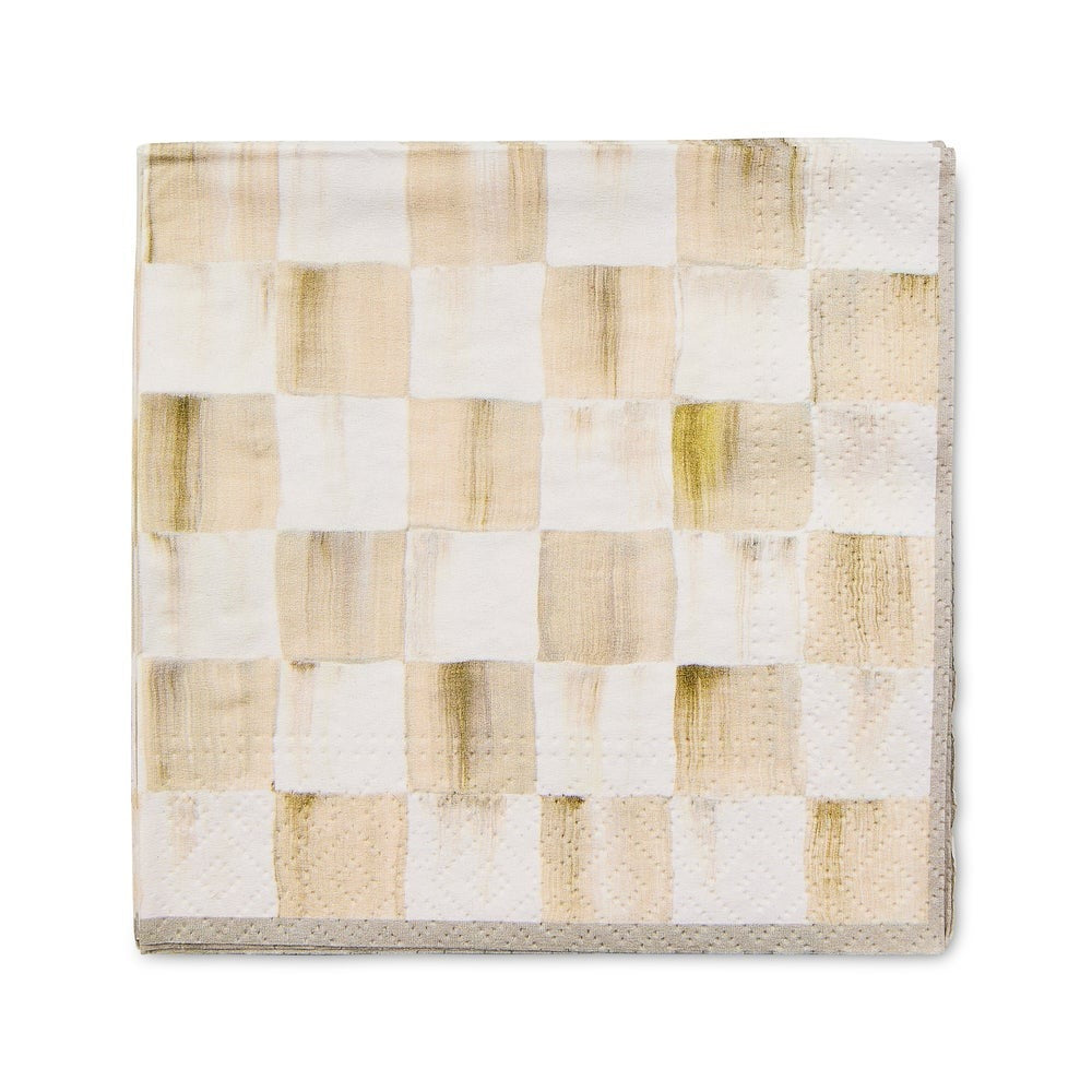 Mocha Check Cocktail Paper Napkins