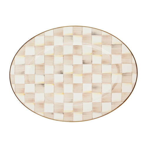 Mocha Check Medium Oval Platter