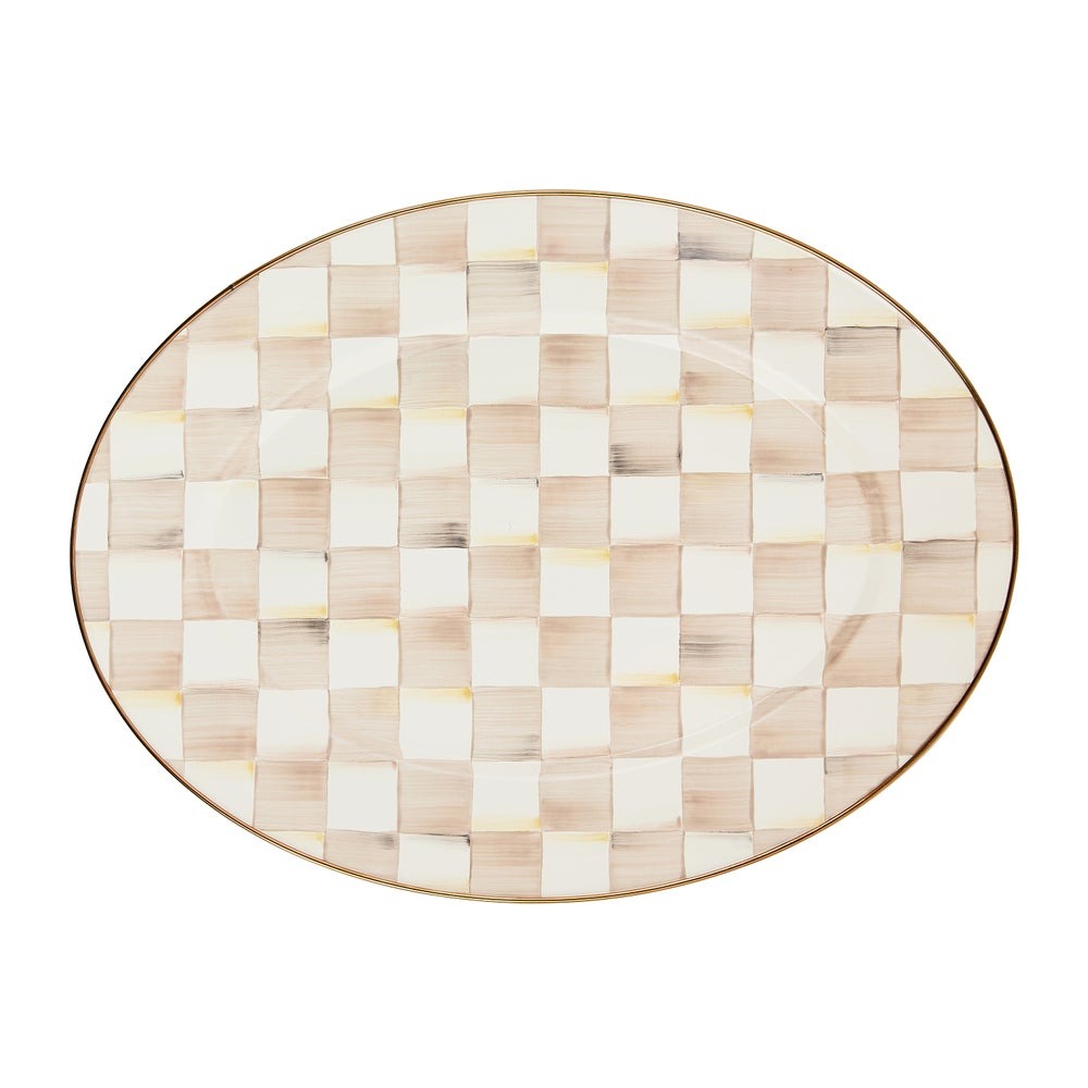 Mocha Check Medium Oval Platter