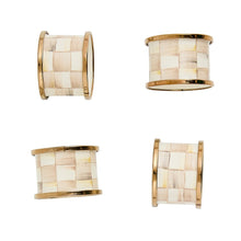 Cargar imagen en el visor de la galería, Mocha Check Napkin Rings, Set of 4