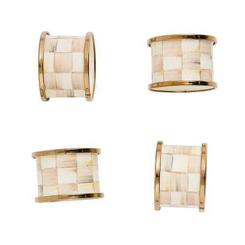 Mocha Check Napkin Rings, Set of 4