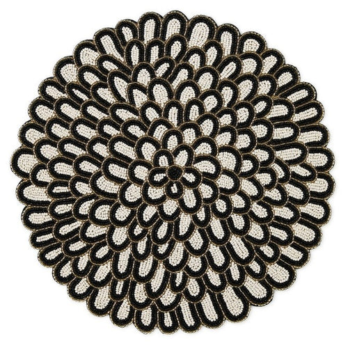 Posie Black & White Beaded Placemat