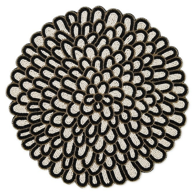 Posie Black & White Beaded Placemat