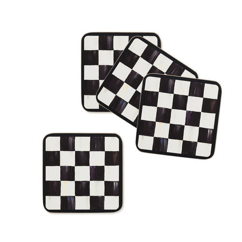 Courtly Checked Cork Back Coasters, Set of 4
