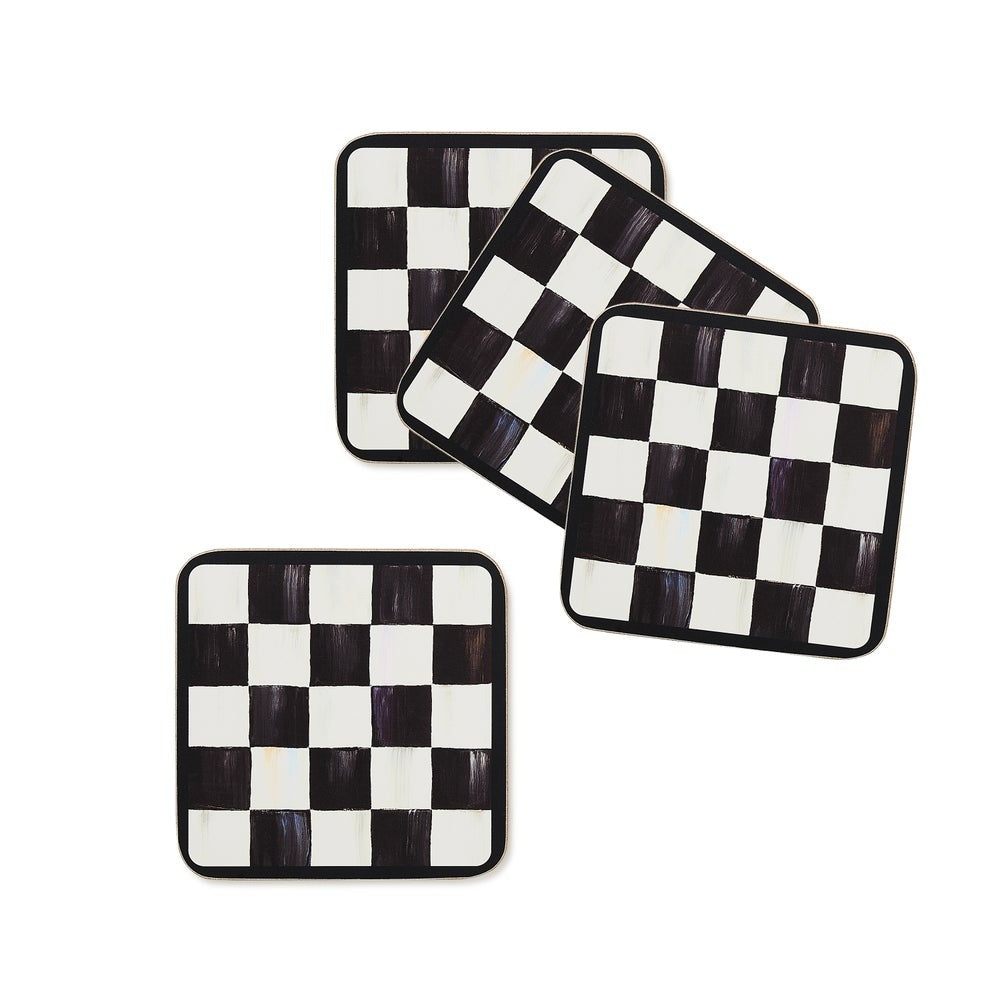 Courtly Checked Cork Back Coasters, Set of 4