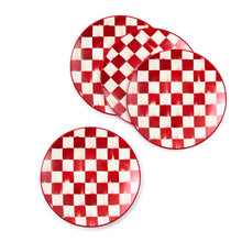 Cargar imagen en el visor de la galería, Cherry Check Salad Plates, Set of 4