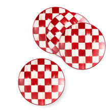 Cargar imagen en el visor de la galería, Cherry Check Appetizer Plates, Set of 4