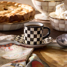 Cargar imagen en el visor de la galería, Courtly Check Stoneware Espresso Cup &amp; Saucer, Set of 2