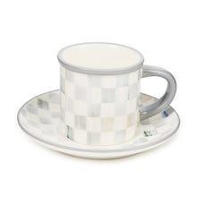 Cargar imagen en el visor de la galería, Sterling Check Stoneware  Espresso Cup &amp; Saucer, Set of 2