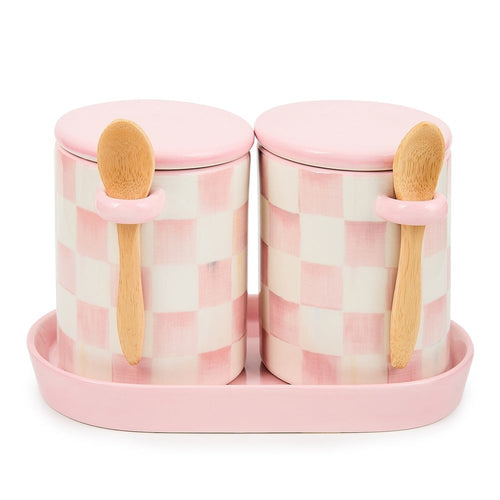 Rosy Check Farmhouse Canisters, Set of 2