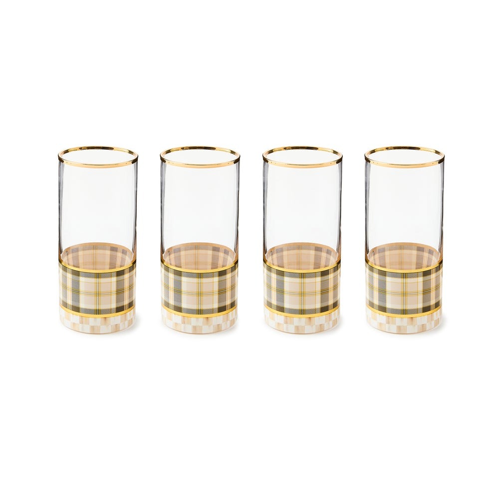 Tartan Mocha Highball Glass, Set of 4