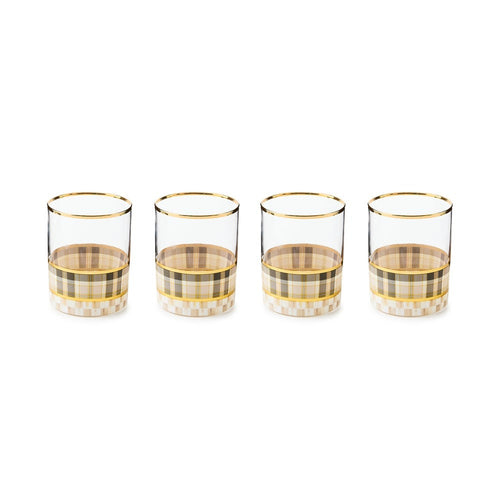 Tartan Mocha Tumbler Glass, Set of 4