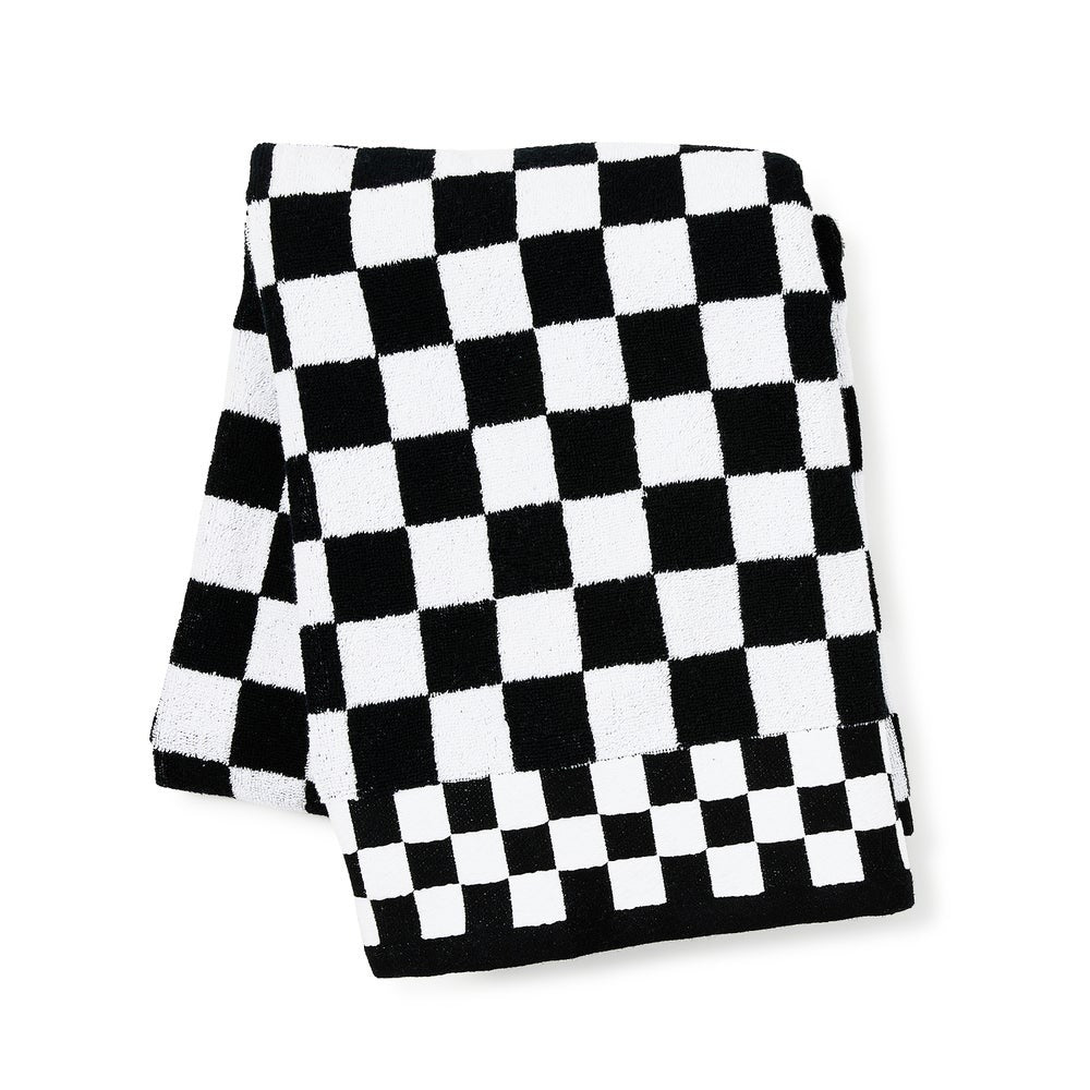 Black Check Bath Towel
