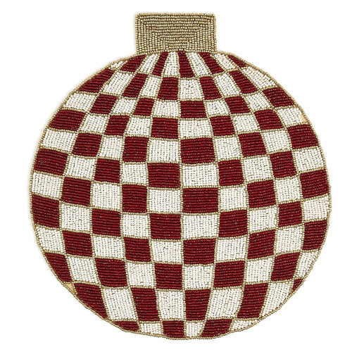 Red Check Ornament Beaded Placemat