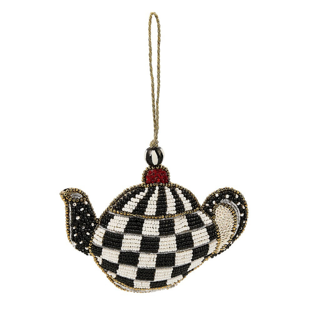 Courtly Check Teapot Beaded Ornament