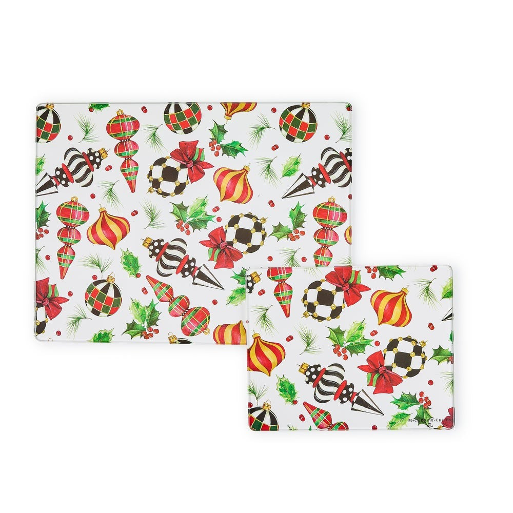 Deck the Halls Glass Cutting Boards, Set of 2