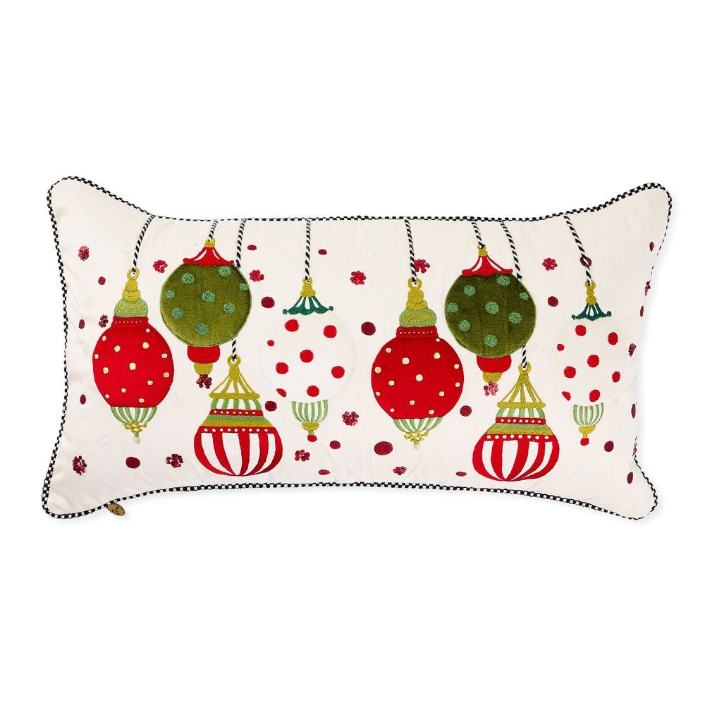 Festive Ornaments Lumbar Throw Pillow