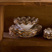 Cargar imagen en el visor de la galería, Mocha Check Ceramic Fluted Breakfast Bowl