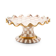 Cargar imagen en el visor de la galería, Mocha Check Ceramic Fluted Cake Stand
