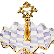 Cargar imagen en el visor de la galería, Violet Check Ceramic Two Tier Sweet Stand