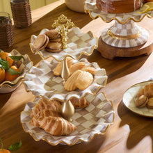 Cargar imagen en el visor de la galería, Mocha Check Ceramic Three Tier Sweet Stand