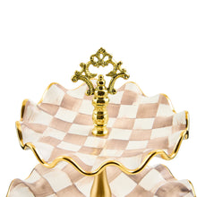 Cargar imagen en el visor de la galería, Mocha Check Ceramic Three Tier Sweet Stand