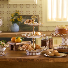 Cargar imagen en el visor de la galería, Mocha Check Ceramic Three Tier Sweet Stand