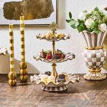 Cargar imagen en el visor de la galería, Mocha Check Ceramic Three Tier Sweet Stand