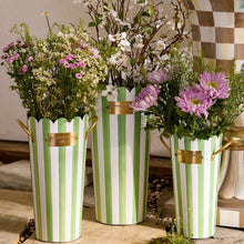 Cargar imagen en el visor de la galería, Grass Green Stripe Flower Buckets, Set of 3