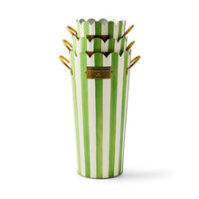 Cargar imagen en el visor de la galería, Grass Green Stripe Flower Buckets, Set of 3