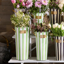 Cargar imagen en el visor de la galería, Grass Green Stripe Flower Buckets, Set of 3