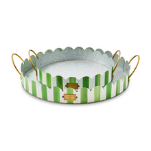 Cargar imagen en el visor de la galería, Grass Green Stripe Serving Trays, Set of 2