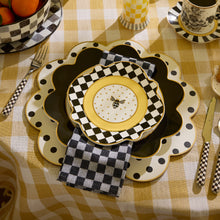 Cargar imagen en el visor de la galería, Bee Toile Round Scalloped Cork Back Placemats, Set of 4