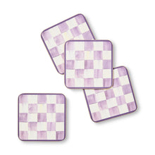 Cargar imagen en el visor de la galería, Violet Check Cork Back Coasters, Set of 4