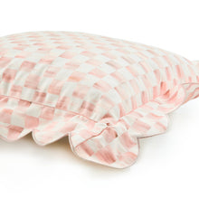 Cargar imagen en el visor de la galería, Rosy Check Reversible Scalloped Throw Pillow