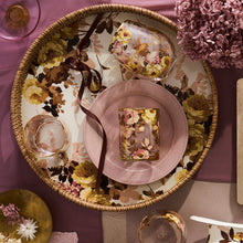 Cargar imagen en el visor de la galería, Wild Rose White Enamel &amp; Rattan Round Serving Tray
