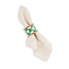 Cargar imagen en el visor de la galería, Emerald Check Napkin Rings, Set of 4